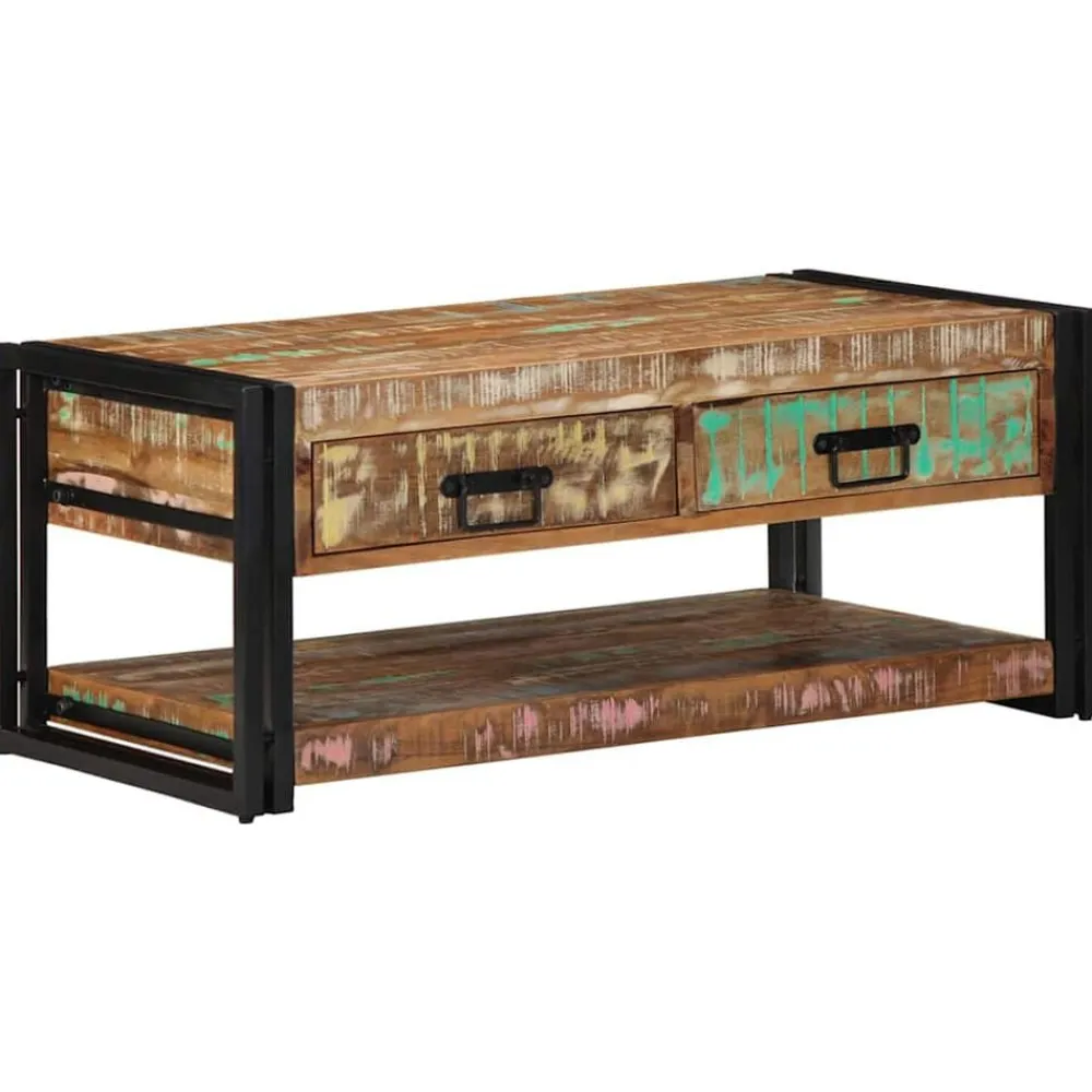 vidaXL Mesas-Mesa de centro multicolor 90x50x38 cm madera maciza reciclada