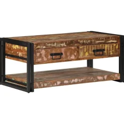 vidaXL Mesas-Mesa de centro multicolor 90x50x38 cm madera maciza reciclada