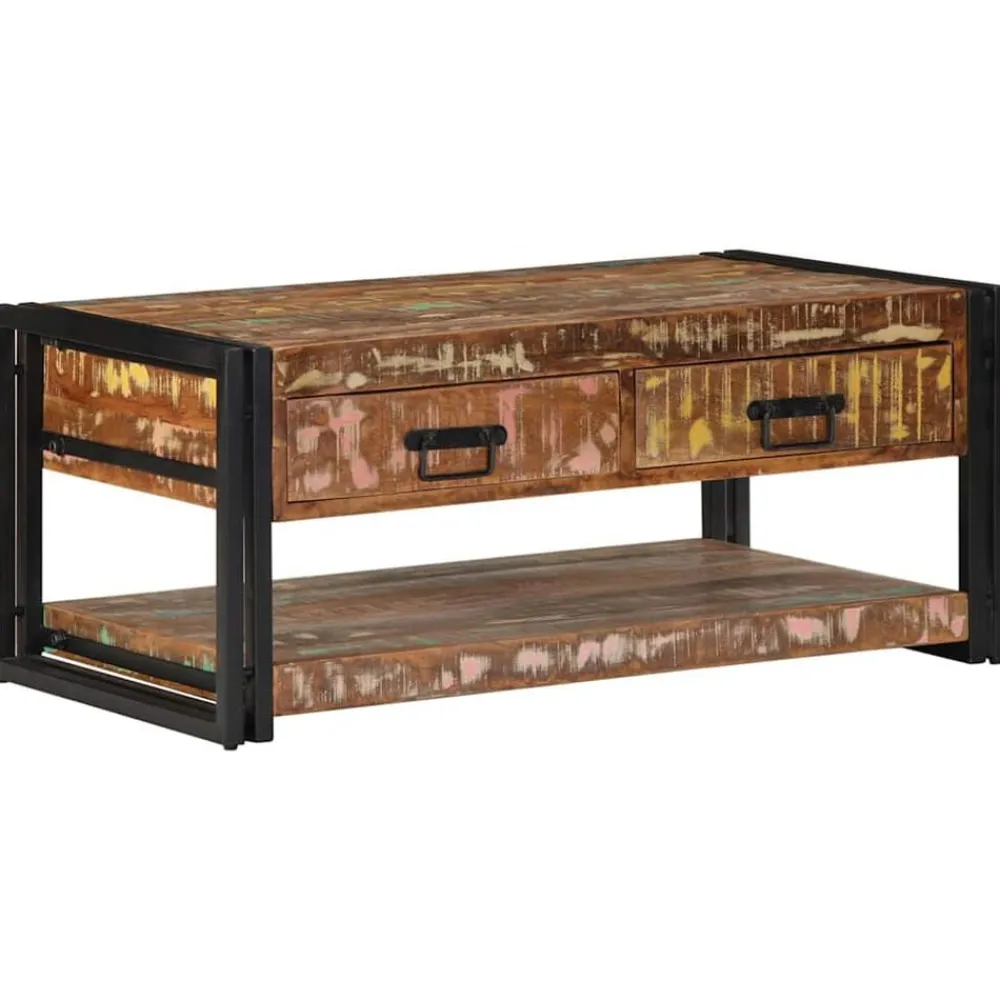 vidaXL Mesas-Mesa de centro multicolor 90x50x38 cm madera maciza reciclada