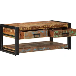 vidaXL Mesas-Mesa de centro multicolor 90x50x38 cm madera maciza reciclada