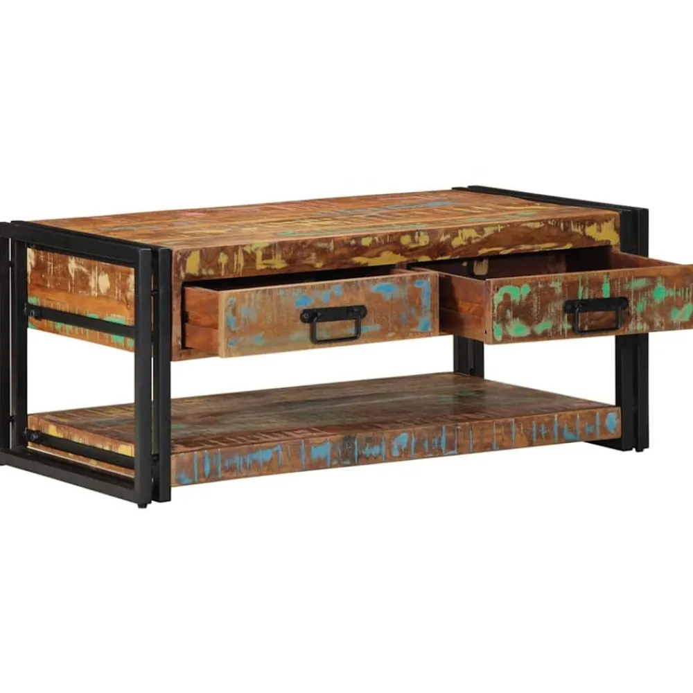 vidaXL Mesas-Mesa de centro multicolor 90x50x38 cm madera maciza reciclada