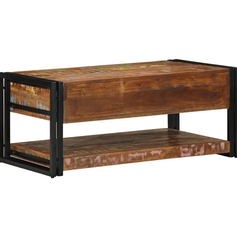 vidaXL Mesas-Mesa de centro multicolor 90x50x38 cm madera maciza reciclada