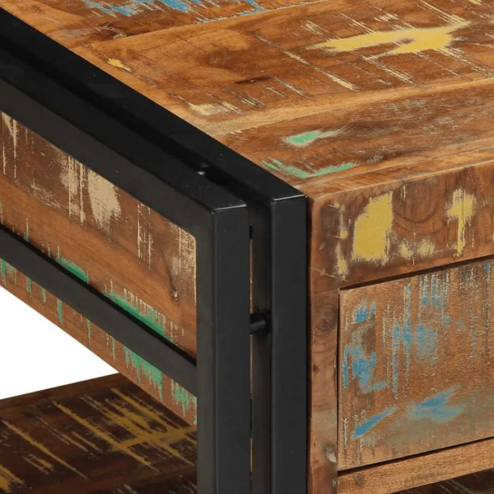vidaXL Mesas-Mesa de centro multicolor 90x50x38 cm madera maciza reciclada