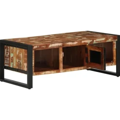 vidaXL Mesas-Mesa de centro multicolor 90x50x36 cm madera maciza reciclada