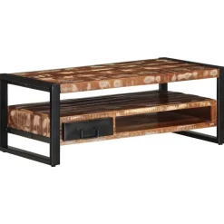 vidaXL Mesas-Mesa de centro multicolor 90x50x36 cm madera maciza reciclada