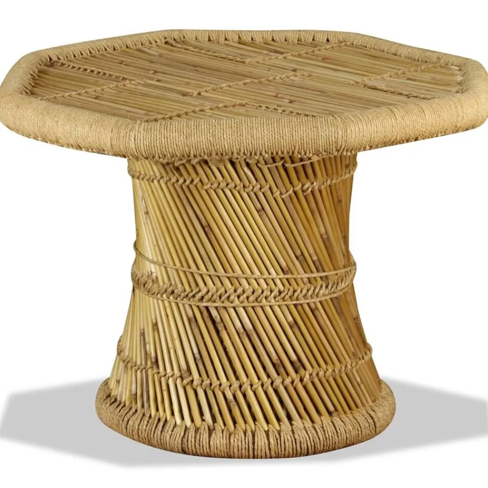 vidaXL Mesa de centro octogonal de bambú 60x60x45 cm Marrón Outlet