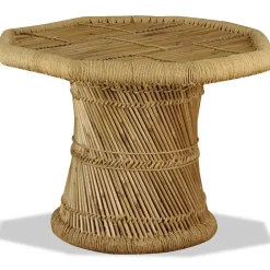 vidaXL Mesa de centro octogonal de bambú 60x60x45 cm Marr&oacute;n Outlet