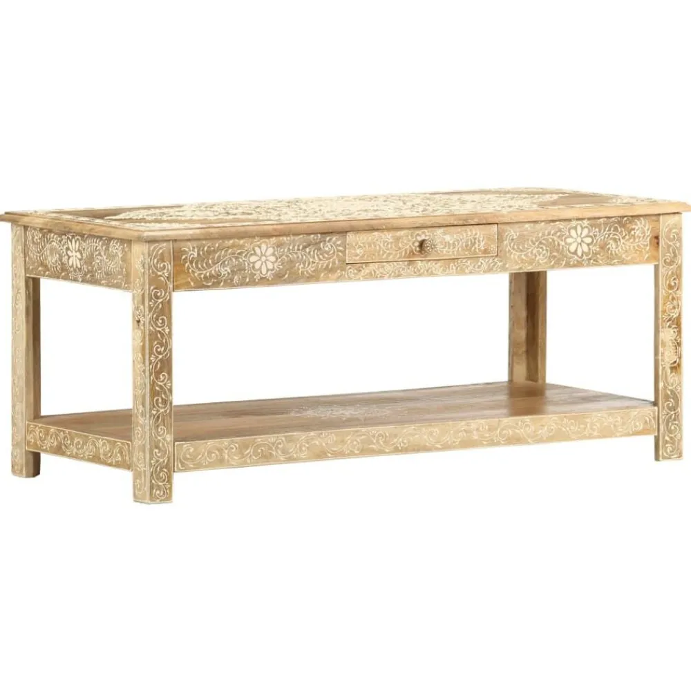 vidaXL Mesas-Mesa de centro pintada a mano madera maciza mango 110x50x45 cm