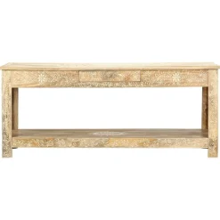 vidaXL Mesas-Mesa de centro pintada a mano madera maciza mango 110x50x45 cm