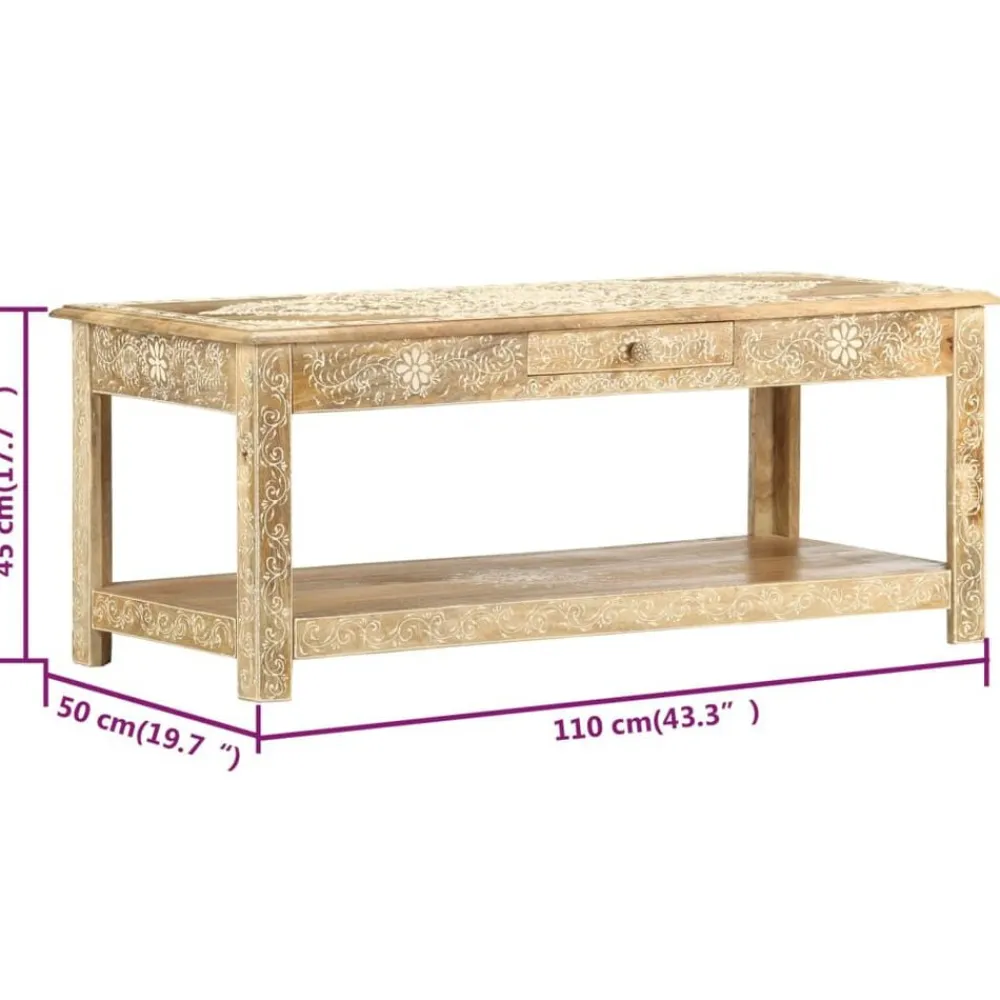 vidaXL Mesas-Mesa de centro pintada a mano madera maciza mango 110x50x45 cm