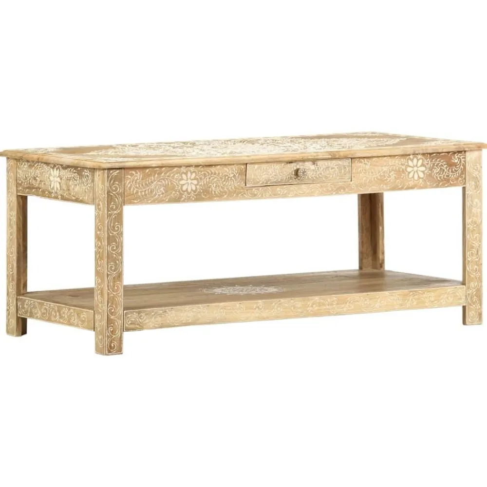 vidaXL Mesas-Mesa de centro pintada a mano madera maciza mango 110x50x45 cm