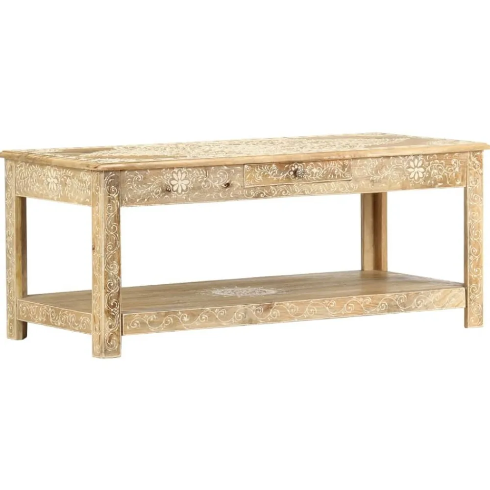 vidaXL Mesas-Mesa de centro pintada a mano madera maciza mango 110x50x45 cm