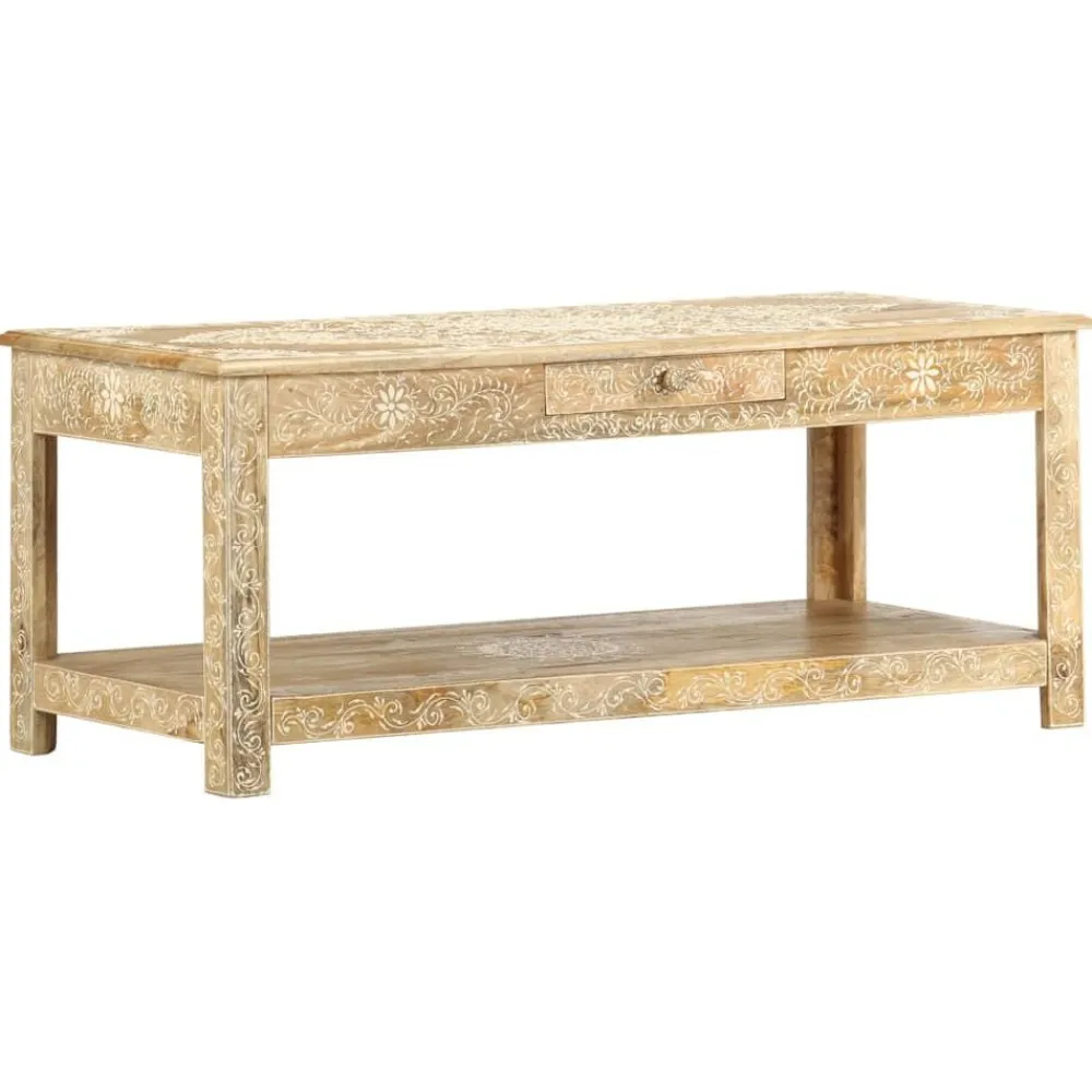 vidaXL Mesas-Mesa de centro pintada a mano madera maciza mango 110x50x45 cm