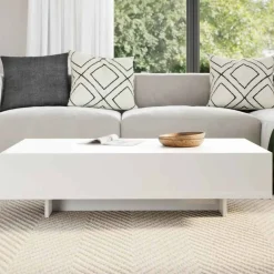 vidaXL Mesa de centro rectangular de fibra de vidrio brillante Blanco Sale