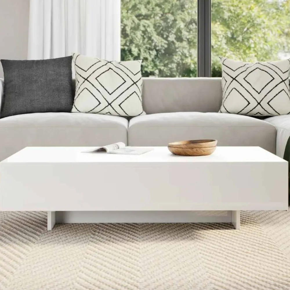 vidaXL Mesa de centro rectangular de fibra de vidrio brillante Blanco Sale