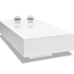 vidaXL Mesa de centro rectangular de fibra de vidrio brillante Blanco Sale