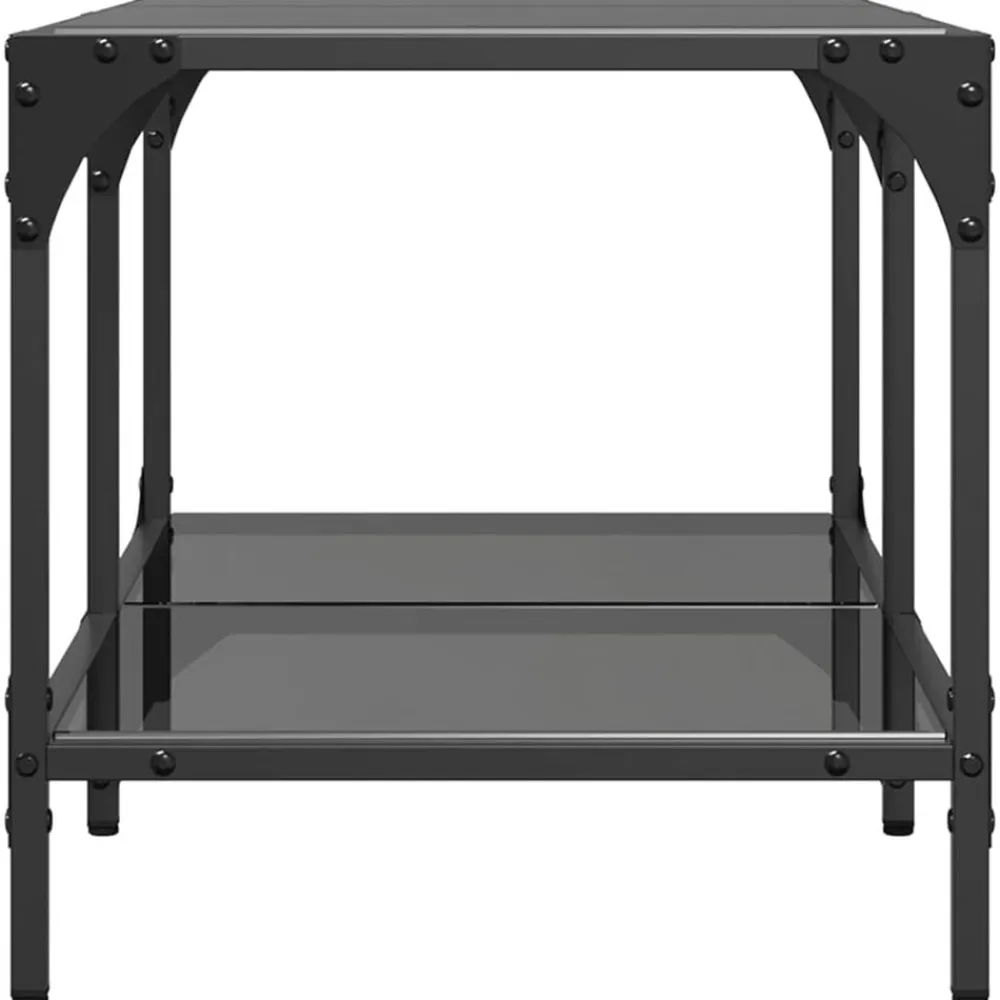 vidaXL Mesas-Mesa de centro superficie de vidrio acero negra 78,5x40x40 cm