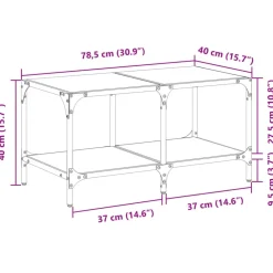 vidaXL Mesas-Mesa de centro superficie de vidrio acero negra 78,5x40x40 cm