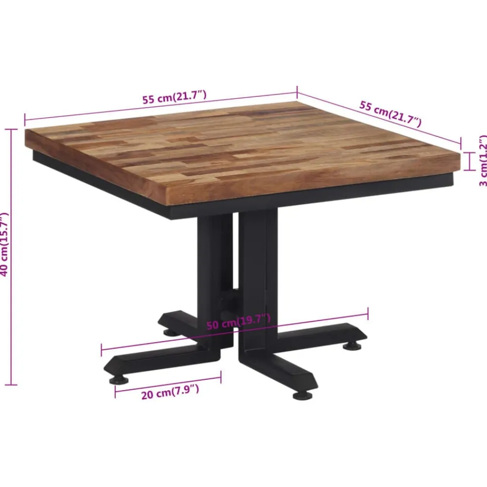 vidaXL Mesa de centro teca reciclada maciza 55x55x40 cm Best