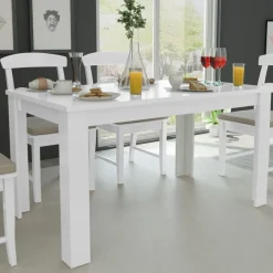 vidaXL Mesas-Mesa de comedor blanca 140x80x75 cm