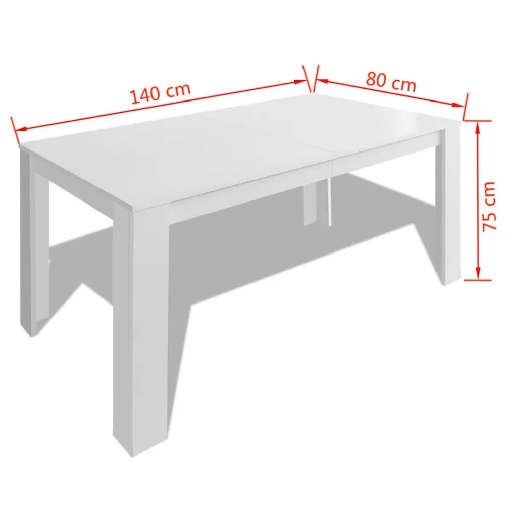 vidaXL Mesas-Mesa de comedor blanca 140x80x75 cm