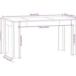 vidaXL Mesas-Mesa de comedor contrachapada color 140x74,5x76 cm