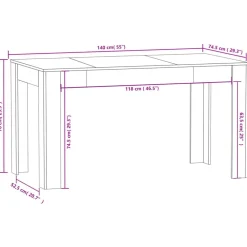 vidaXL Mesas-Mesa de comedor contrachapada gris hormigón 140x74,5x76 cm