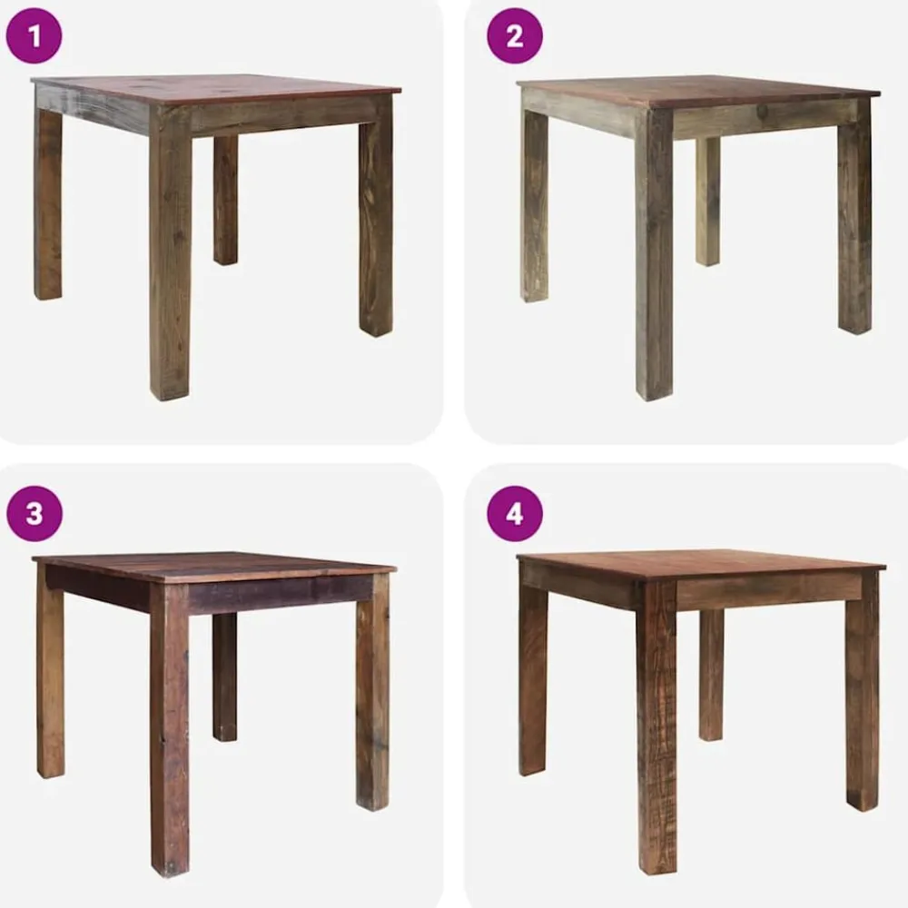 vidaXL Mesas-Mesa de comedor de madera reciclada mixta 82x80x76 cm