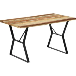 vidaXL Mesa de comedor de madera maciza reciclada 140x80x76 cm Multicolor Discount