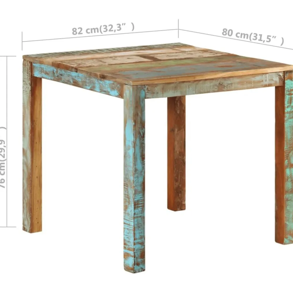 vidaXL Mesas-Mesa de comedor de madera maciza reciclada 82x80x76 cm