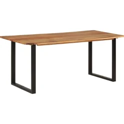 vidaXL Mesas-Mesa de comedor de madera maciza de acacia 180x90x76 cm