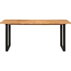 vidaXL Mesas-Mesa de comedor de madera maciza de acacia 180x90x76 cm