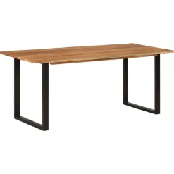 vidaXL Mesas-Mesa de comedor de madera maciza de acacia 180x90x76 cm