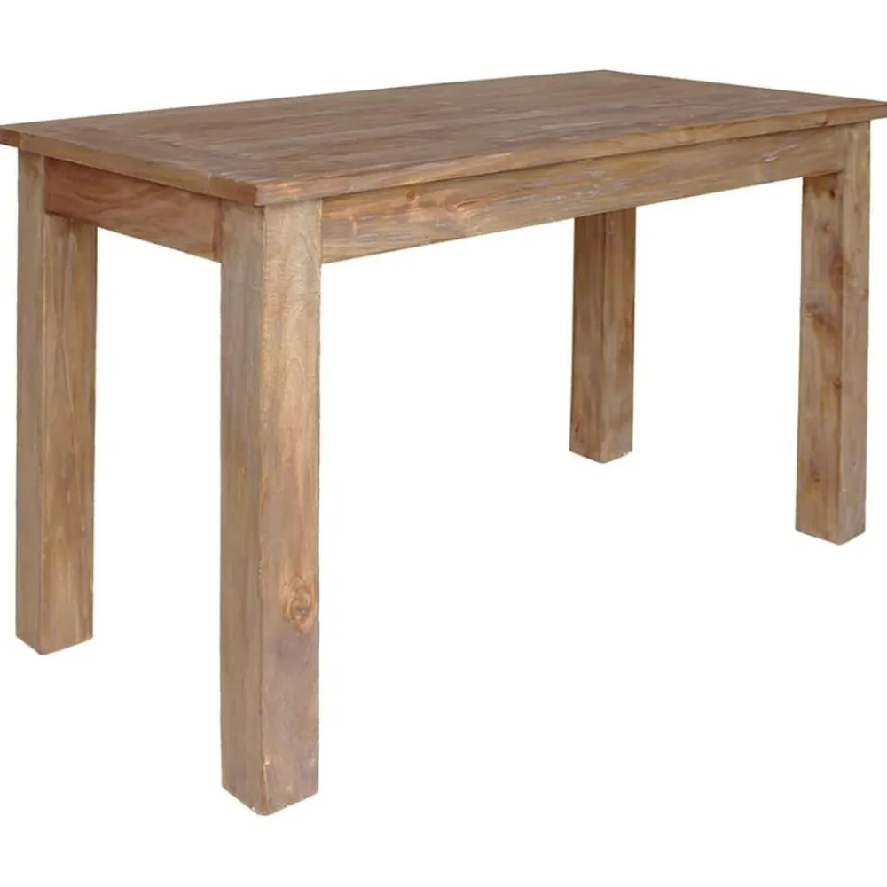 vidaXL Mesas-Mesa de comedor de madera maciza de caoba 120x60x77 cm