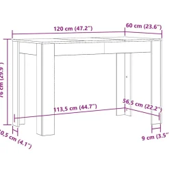 vidaXL Mesa de comedor de madera de ingeniería 120x60x76 cm Blanco Discount
