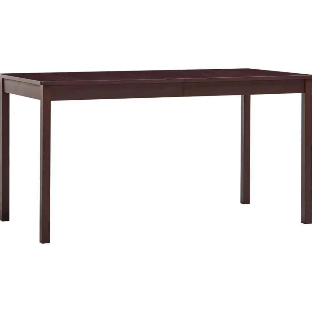 vidaXL Mesas-Mesa de comedor de madera de pino marrón oscuro 140x70x73 cm