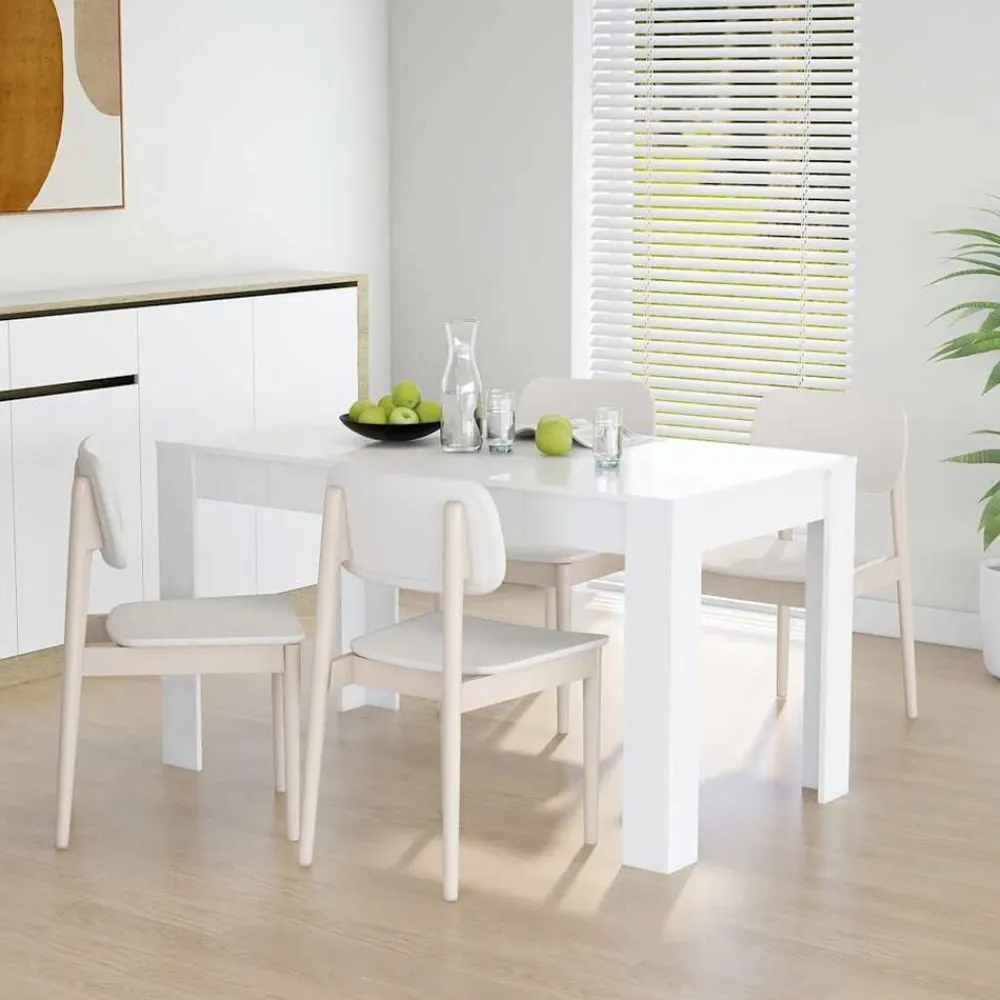 vidaXL Mesa de comedor de madera contrachapada 140x74,5x76 cm Blanco Online