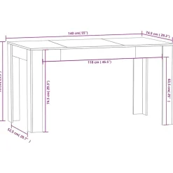 vidaXL Mesa de comedor de madera contrachapada 140x74,5x76 cm Blanco Online