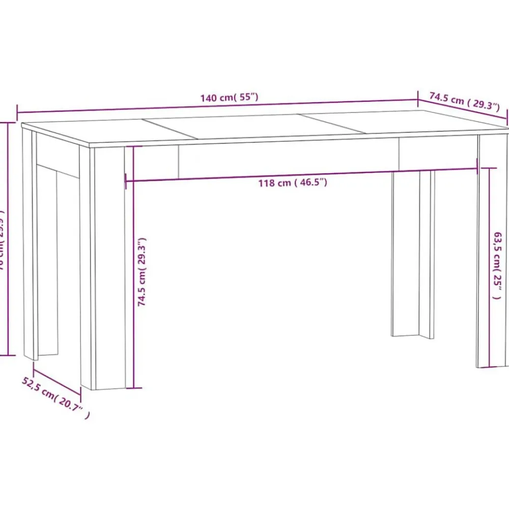vidaXL Mesa de comedor de madera contrachapada 140x74,5x76 cm Blanco Online
