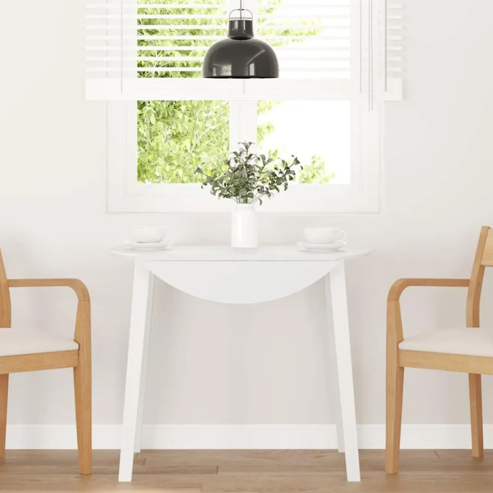 vidaXL Mesa de comedor de madera maciza de caucho Blanco Best