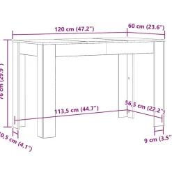 vidaXL Mesa de comedor de aglomerado color 120x60x76 cm Roble Sonoma Online