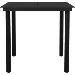 vidaXL Mesa de comedor de jardín acero y vidrio negra 80x80x74 cm Outlet
