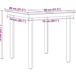 vidaXL Mesa de comedor de jardín acero y vidrio negra 80x80x74 cm Outlet