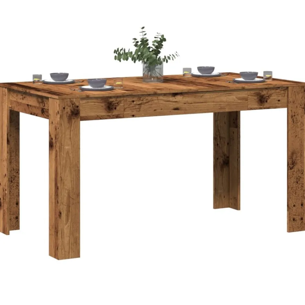 vidaXL Mesas-Mesa de comedor madera ingeniería envejecida 140x74,5x76 cm
