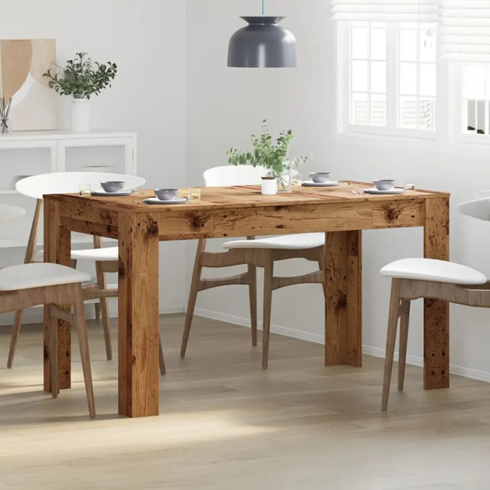 vidaXL Mesas-Mesa de comedor madera ingeniería envejecida 140x74,5x76 cm