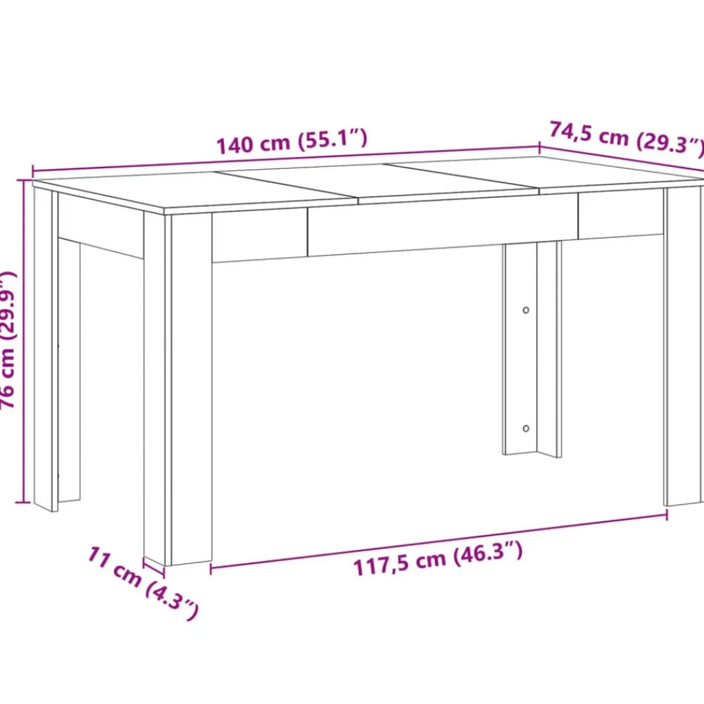 vidaXL Mesas-Mesa de comedor madera ingeniería envejecida 140x74,5x76 cm