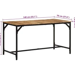 vidaXL Mesas-Mesa de comedor madera maciza de mango 140x70x75 cm