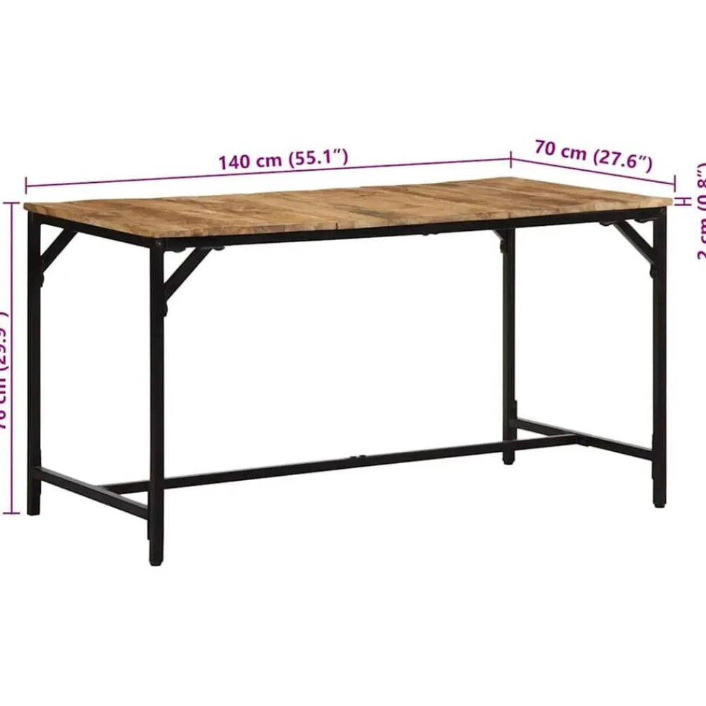 vidaXL Mesas-Mesa de comedor madera maciza de mango 140x70x75 cm