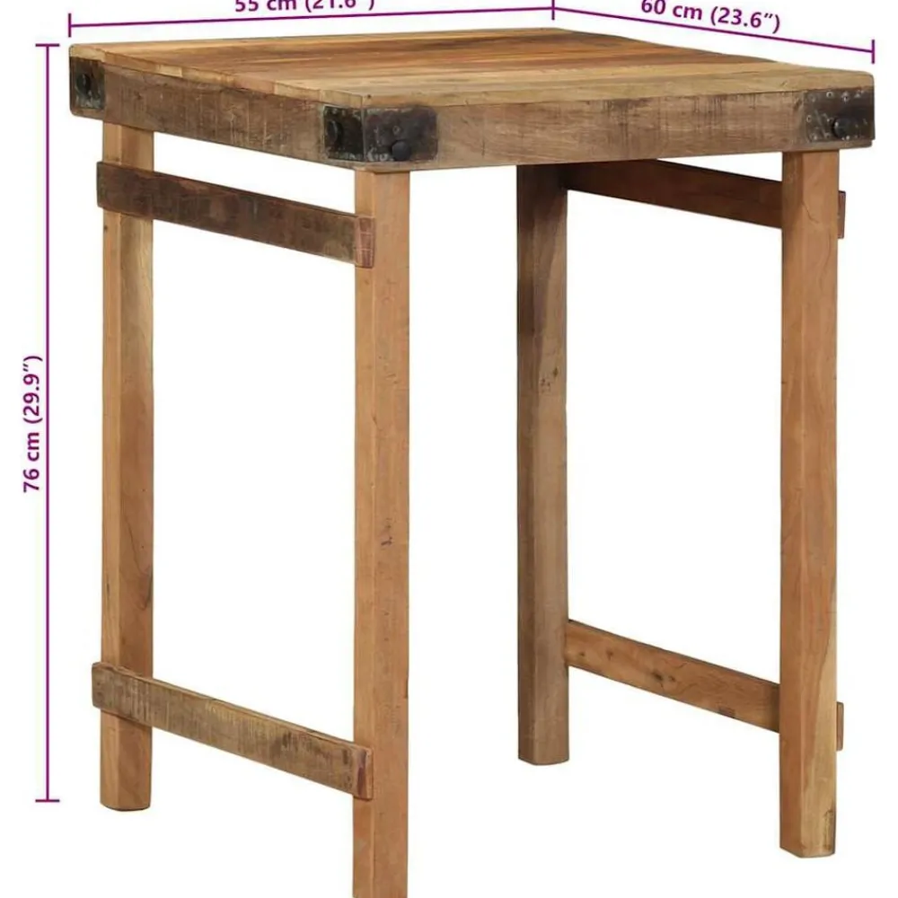 vidaXL Mesas-Mesa de Comedor Marrón 60 x 55 x 76 cm madera maciza reciclada