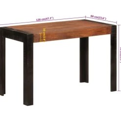 vidaXL Mesa de comedor madera maciza de mango marrón miel 120x60x76 cm Marrón miel New